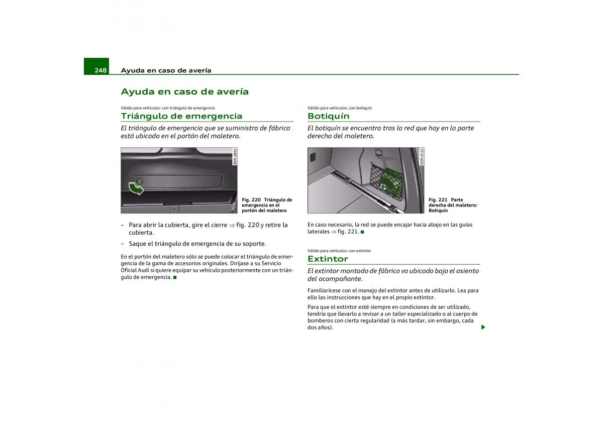 Audi Q5 manual del propietario / page 250