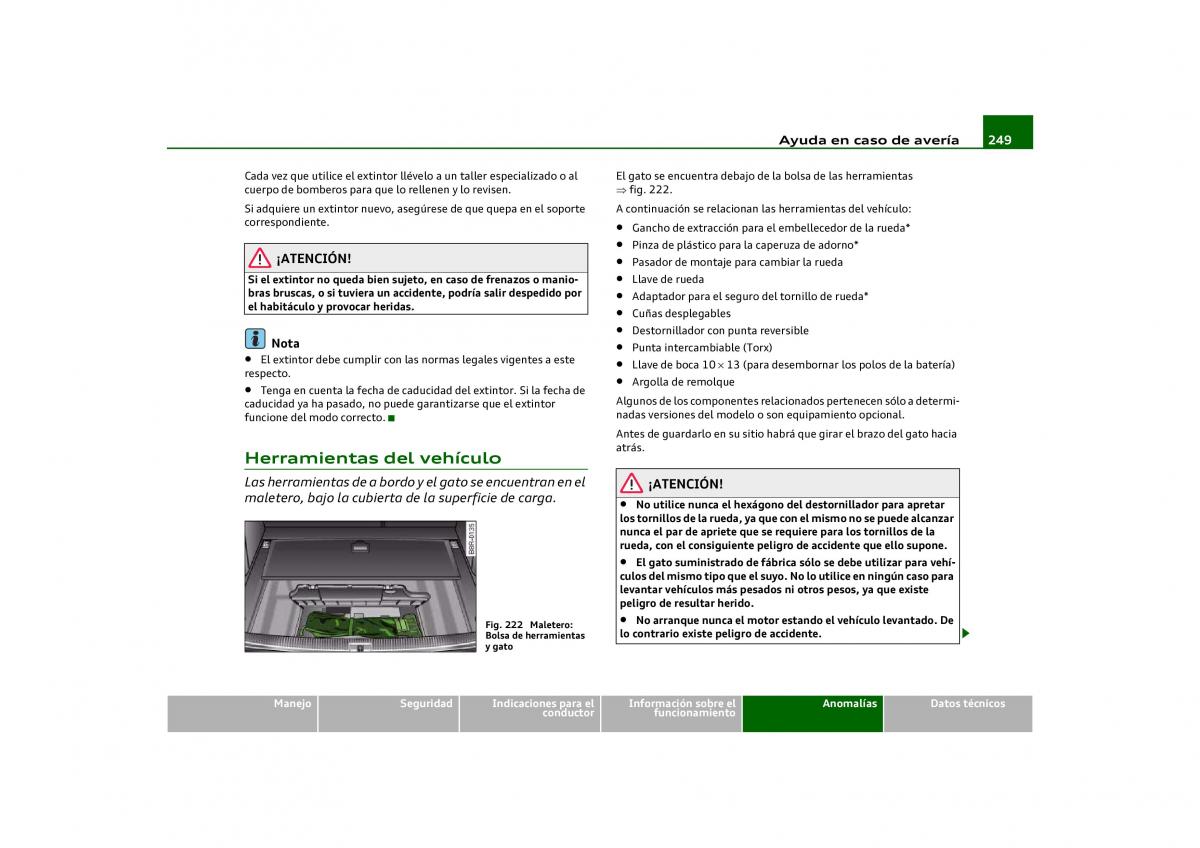 Audi Q5 manual del propietario / page 251