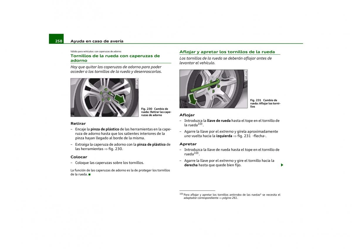 Audi Q5 manual del propietario / page 260