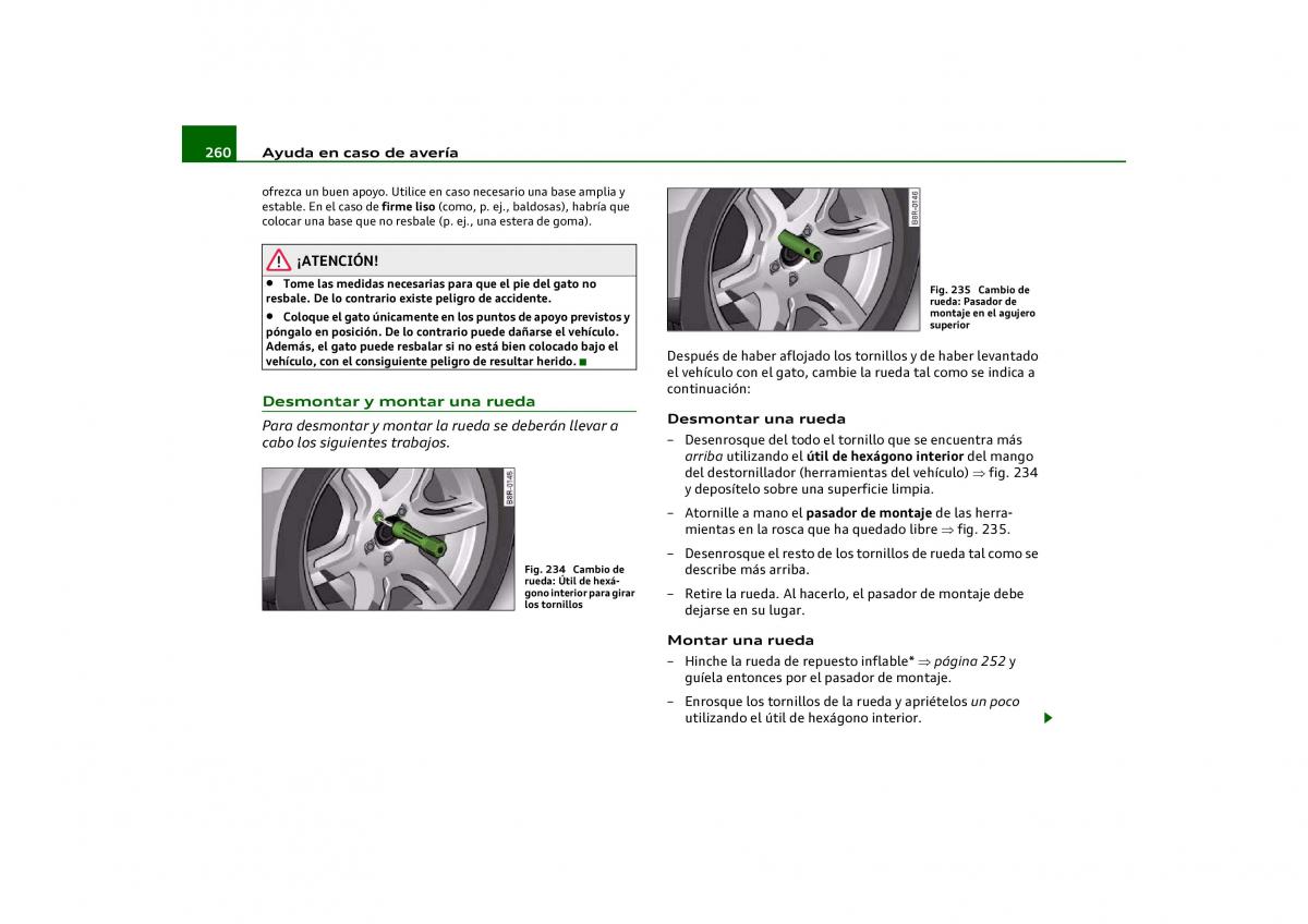 Audi Q5 manual del propietario / page 262