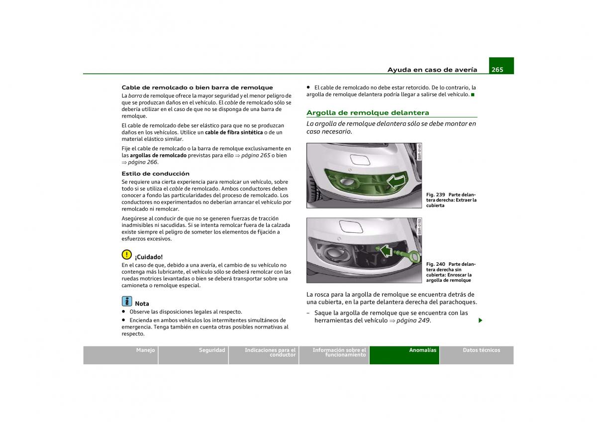 Audi Q5 manual del propietario / page 267