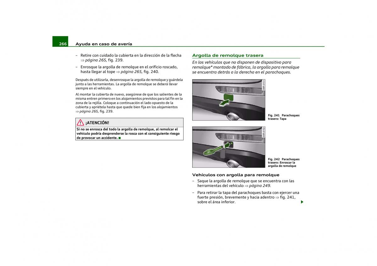 Audi Q5 manual del propietario / page 268