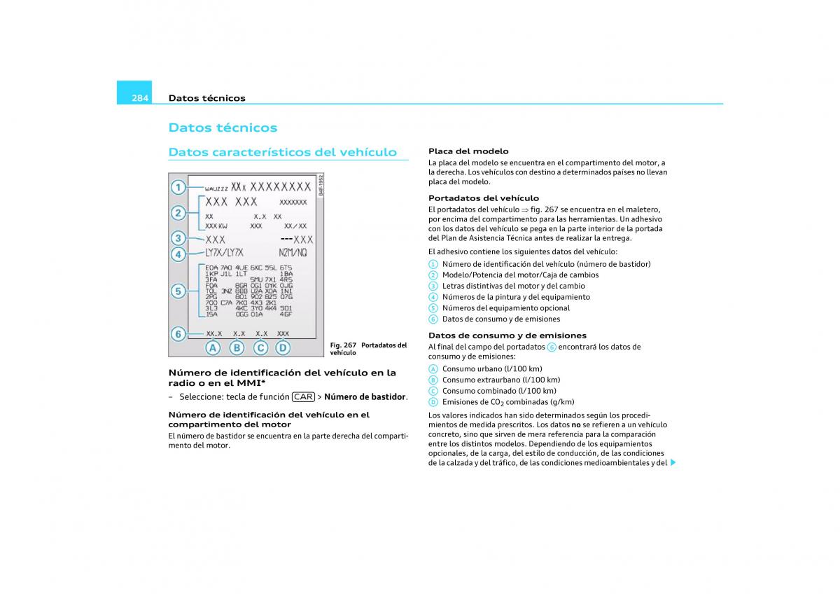 Audi Q5 manual del propietario / page 286