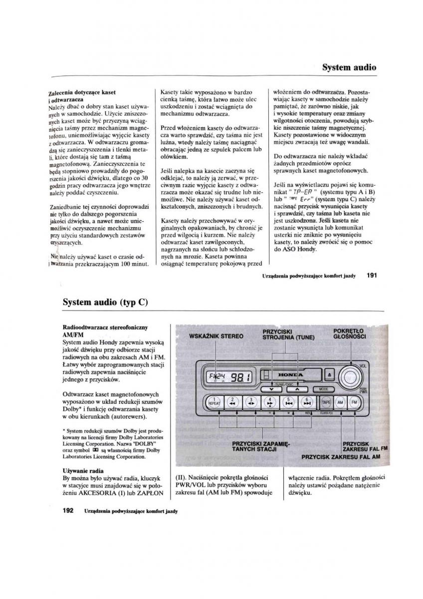 Honda Civic VII 7 instrukcja obslugi / page 97