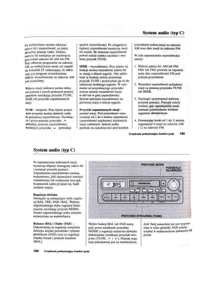 Honda Civic VII 7 instrukcja obslugi / page 98