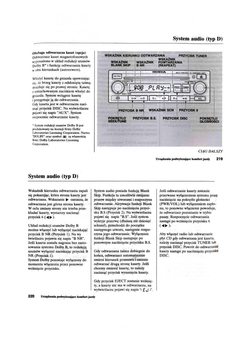 Honda Civic VII 7 instrukcja obslugi / page 111