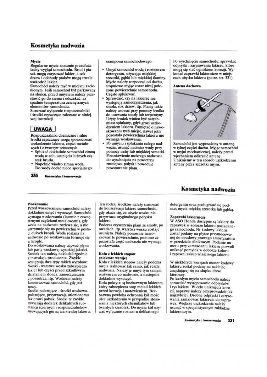 Honda Civic VII 7 instrukcja obslugi / page 165