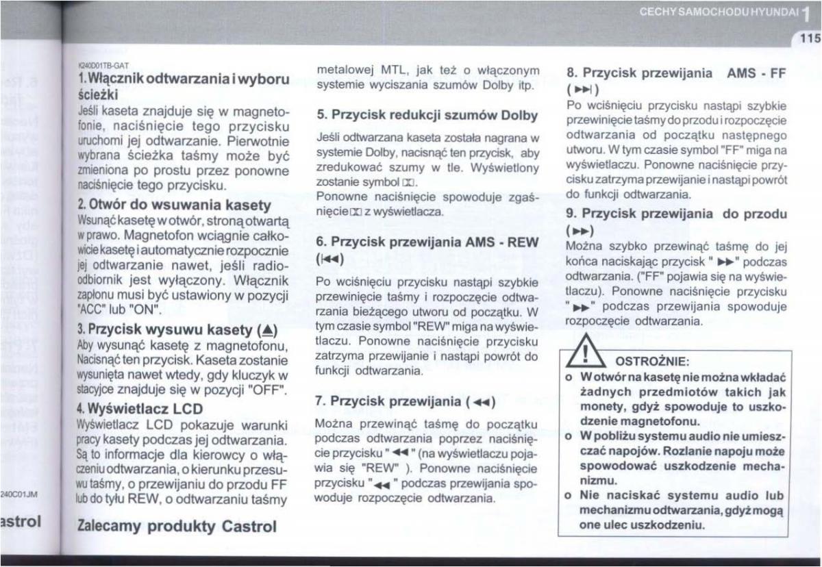 manual  Hyundai Tucson I 1 instrukcja / page 128