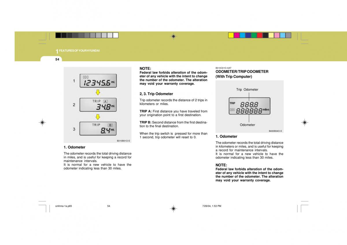 Hyundai Santa Fe I 1 owners manual / page 65