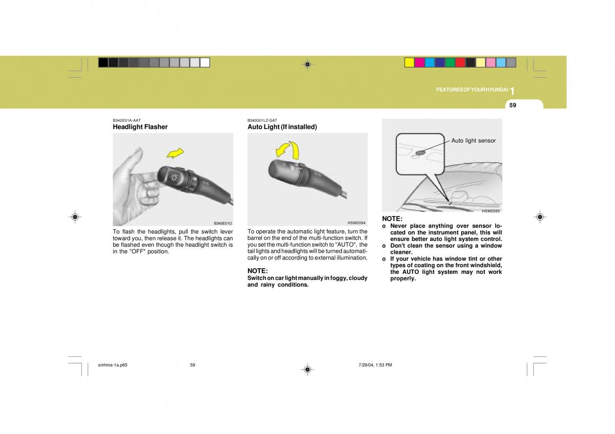 Hyundai Santa Fe I 1 owners manual / page 70