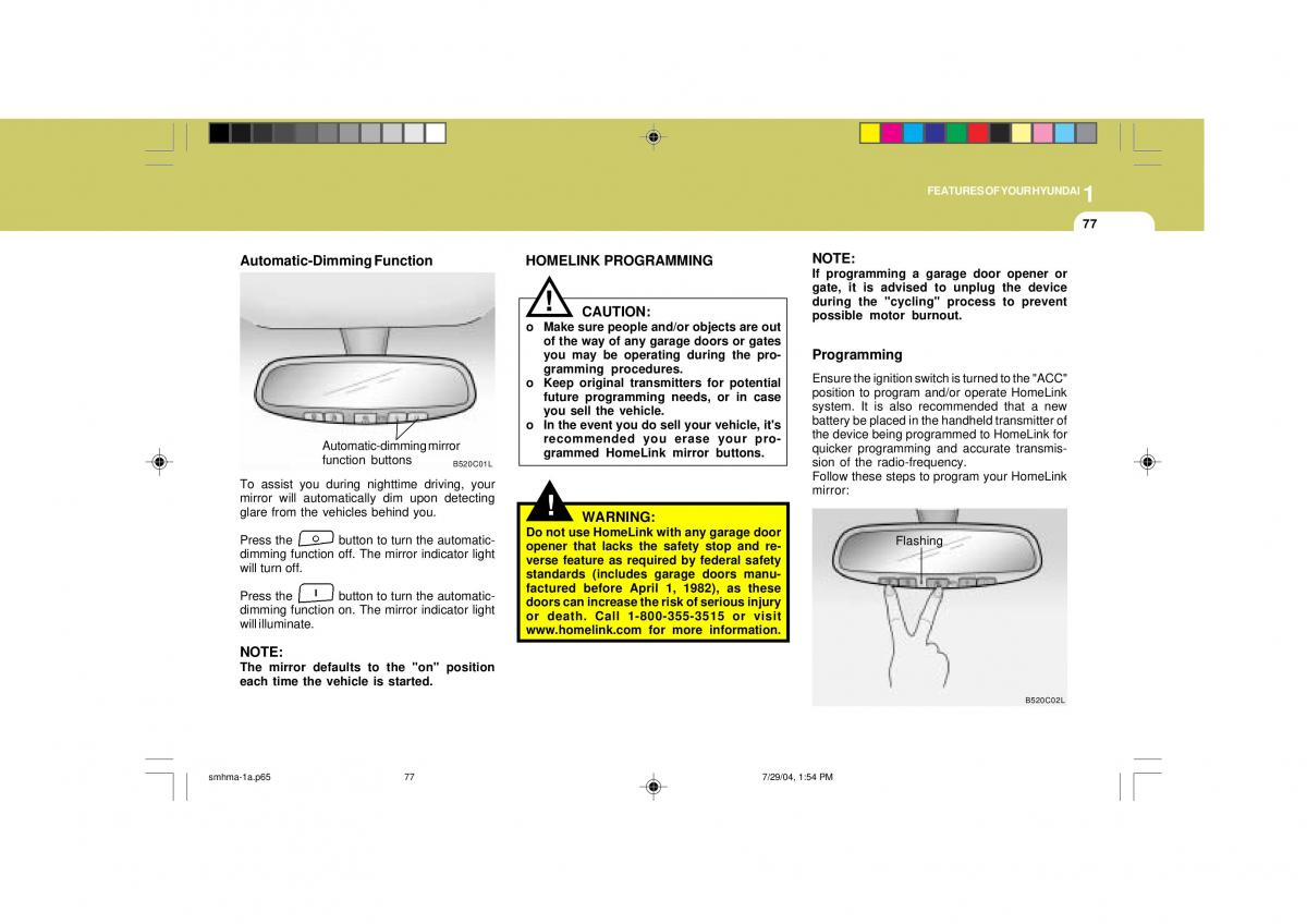 Hyundai Santa Fe I 1 owners manual / page 88