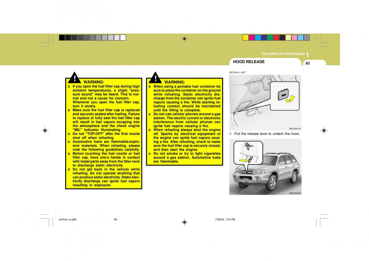 Hyundai Santa Fe I 1 owners manual / page 96