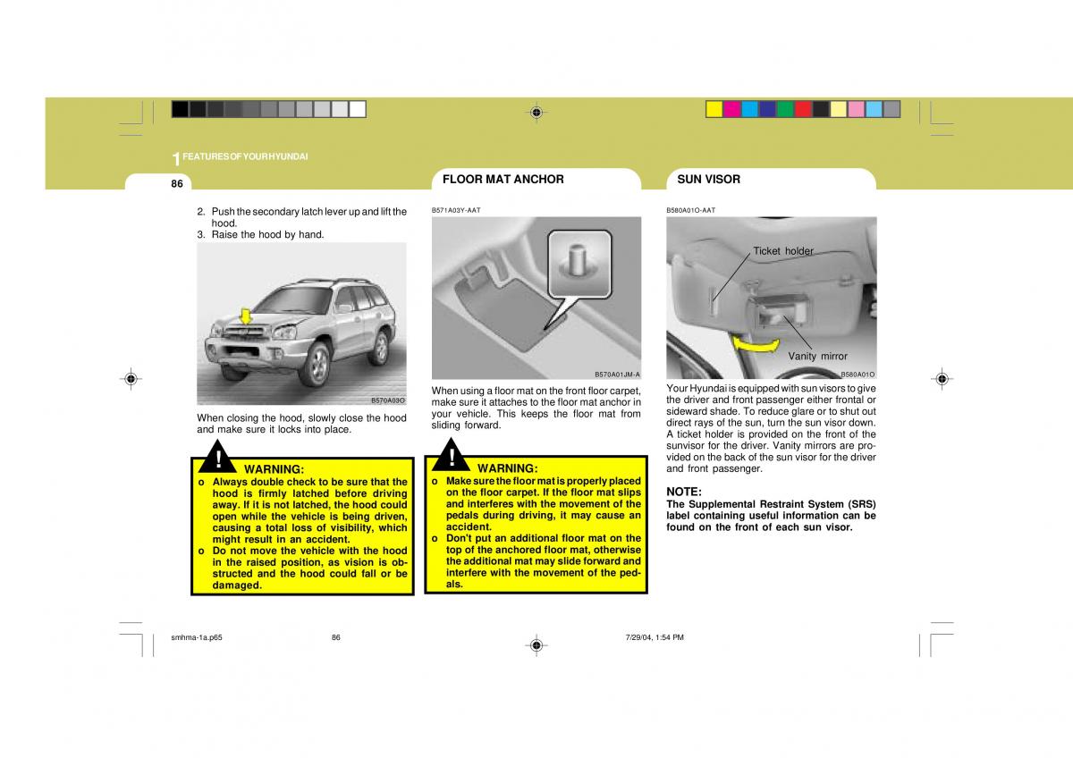 Hyundai Santa Fe I 1 owners manual / page 97