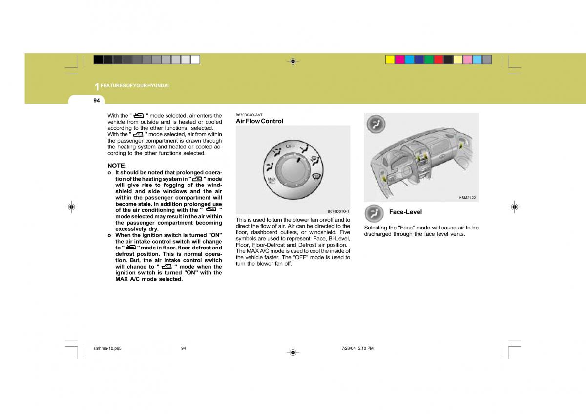 Hyundai Santa Fe I 1 owners manual / page 105