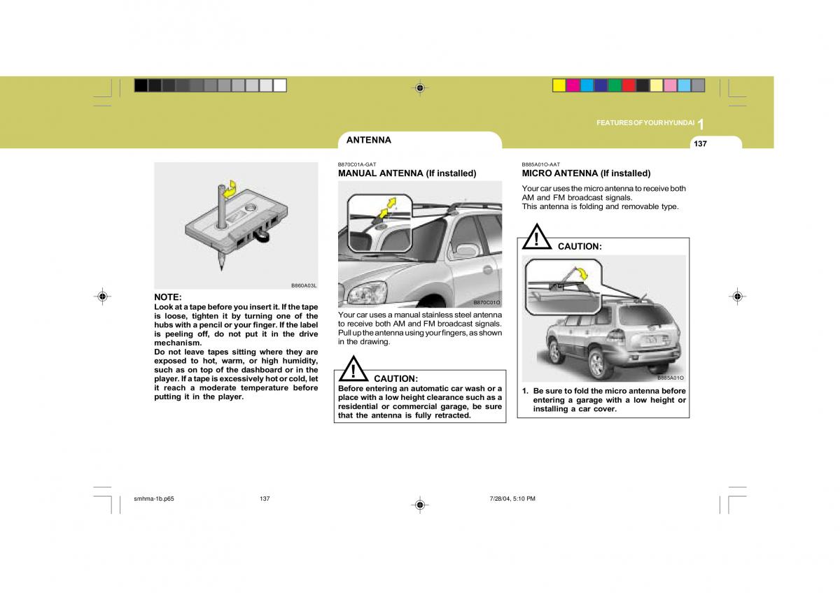 Hyundai Santa Fe I 1 owners manual / page 148