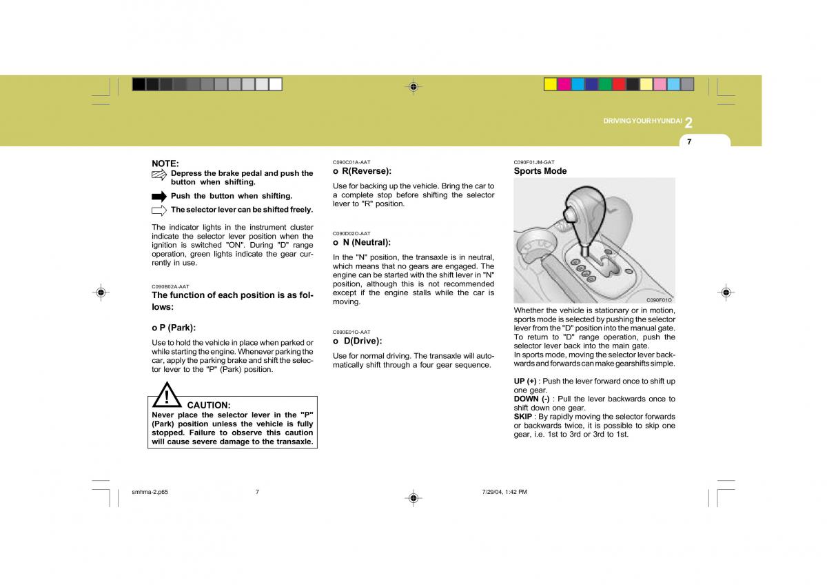 Hyundai Santa Fe I 1 owners manual / page 156