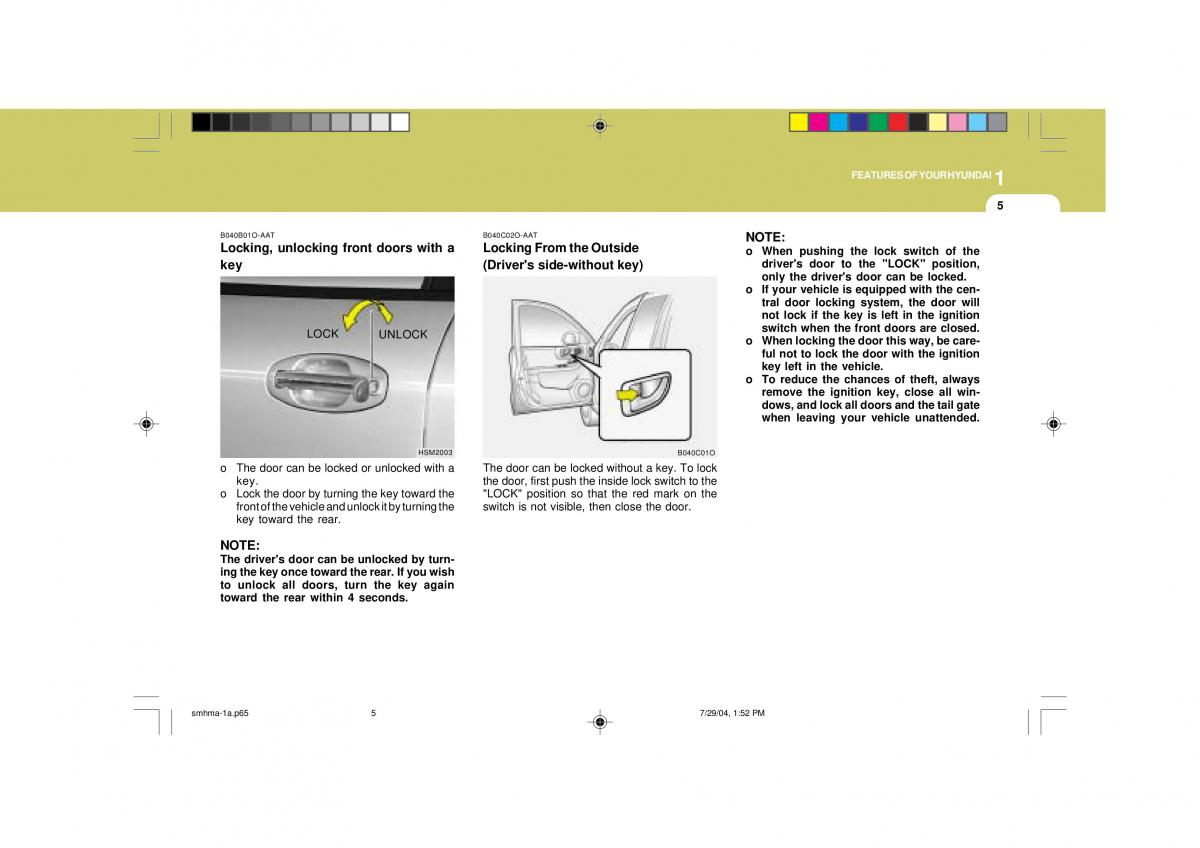 Hyundai Santa Fe I 1 owners manual / page 16