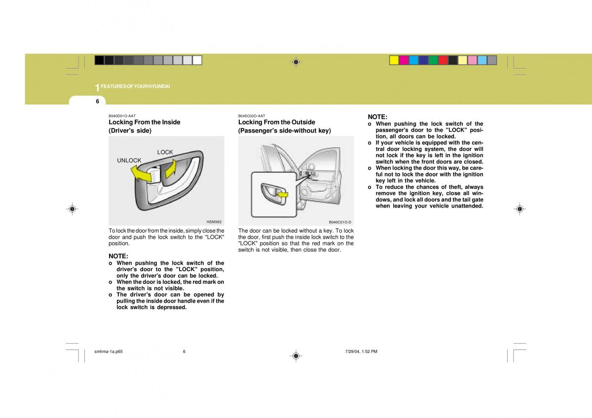 Hyundai Santa Fe I 1 owners manual / page 17