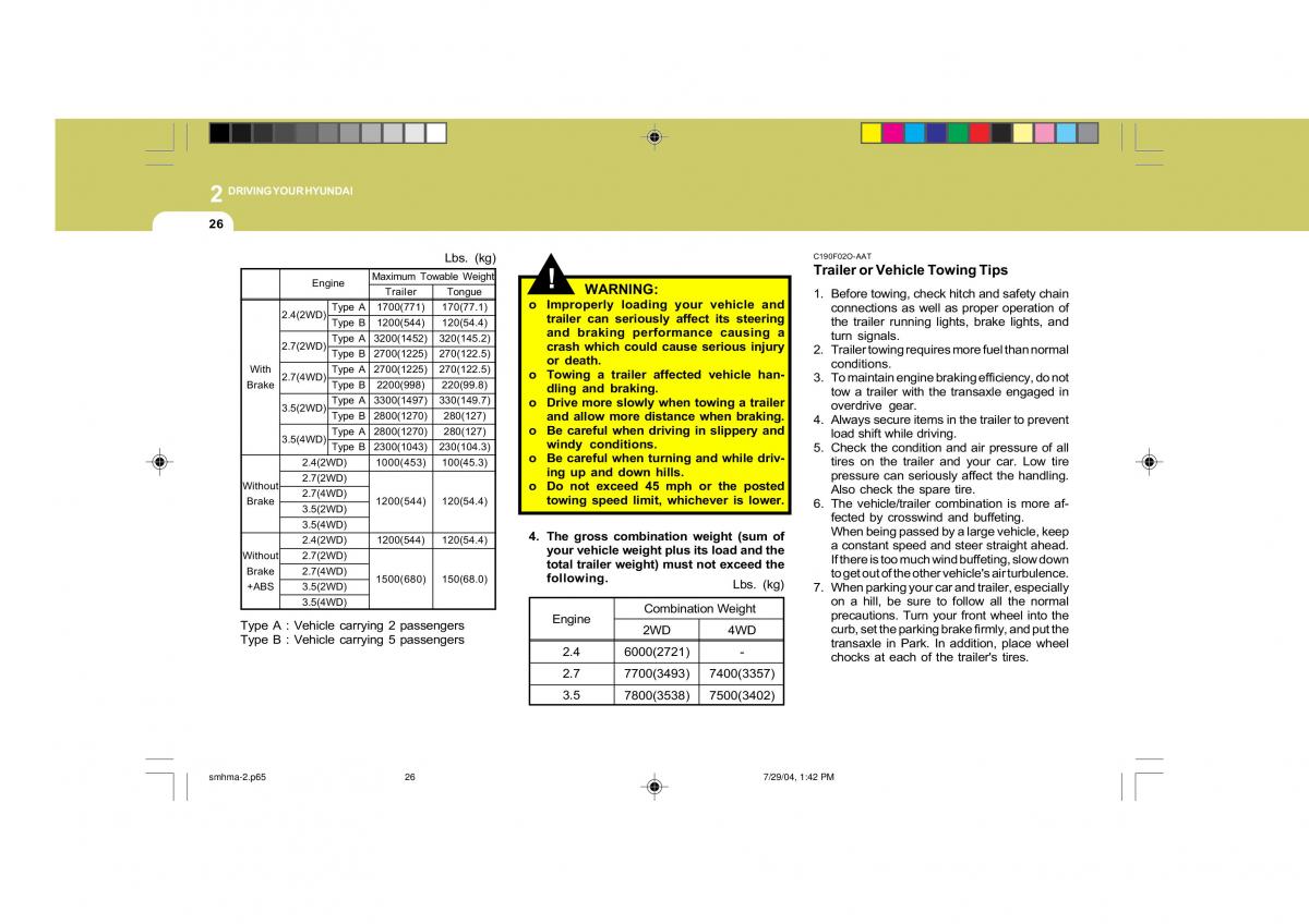 Hyundai Santa Fe I 1 owners manual / page 175