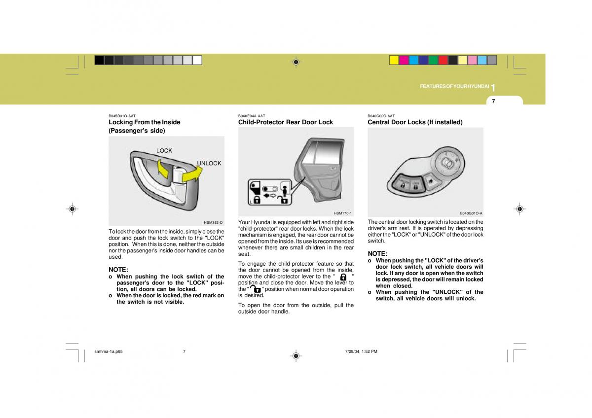 Hyundai Santa Fe I 1 owners manual / page 18