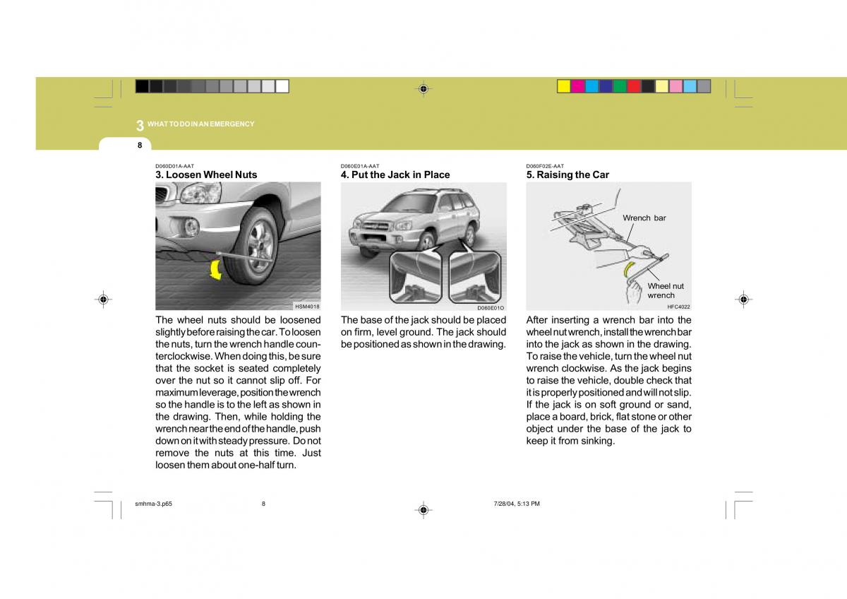 Hyundai Santa Fe I 1 owners manual / page 188