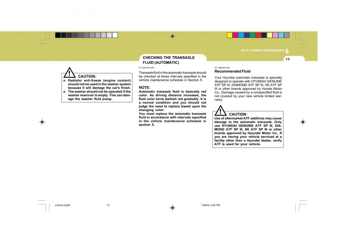 Hyundai Santa Fe I 1 owners manual / page 223