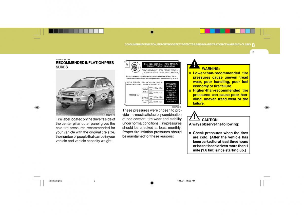 Hyundai Santa Fe I 1 owners manual / page 250