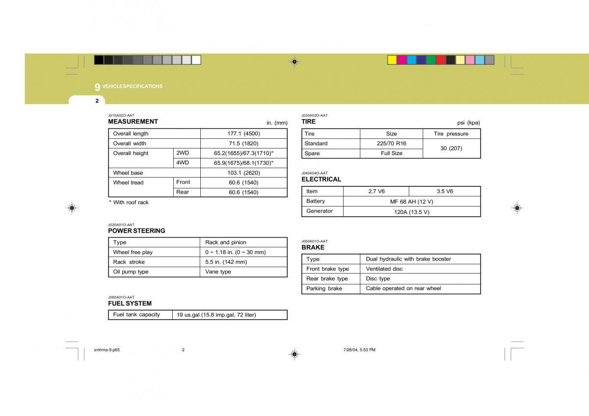 Hyundai Santa Fe I 1 owners manual / page 264