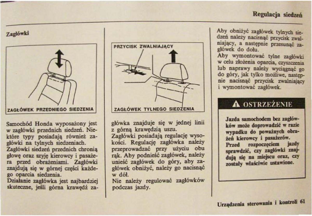 Honda Civic VI 6 instrukcja obslugi / page 61