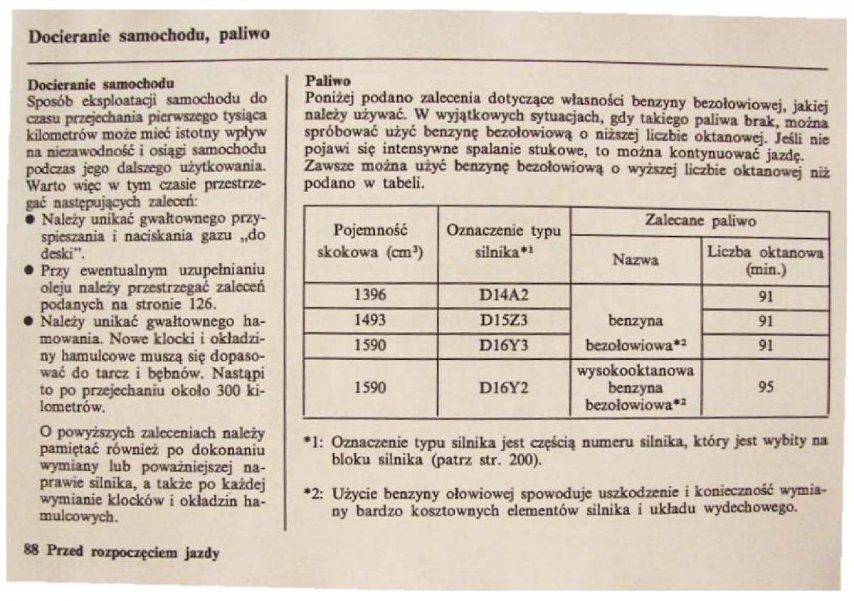 Honda Civic VI 6 instrukcja obslugi / page 88