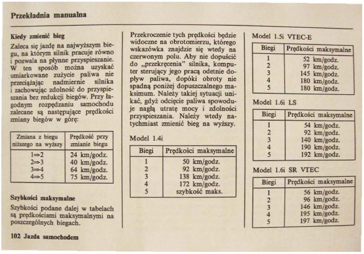 Honda Civic VI 6 instrukcja obslugi / page 102