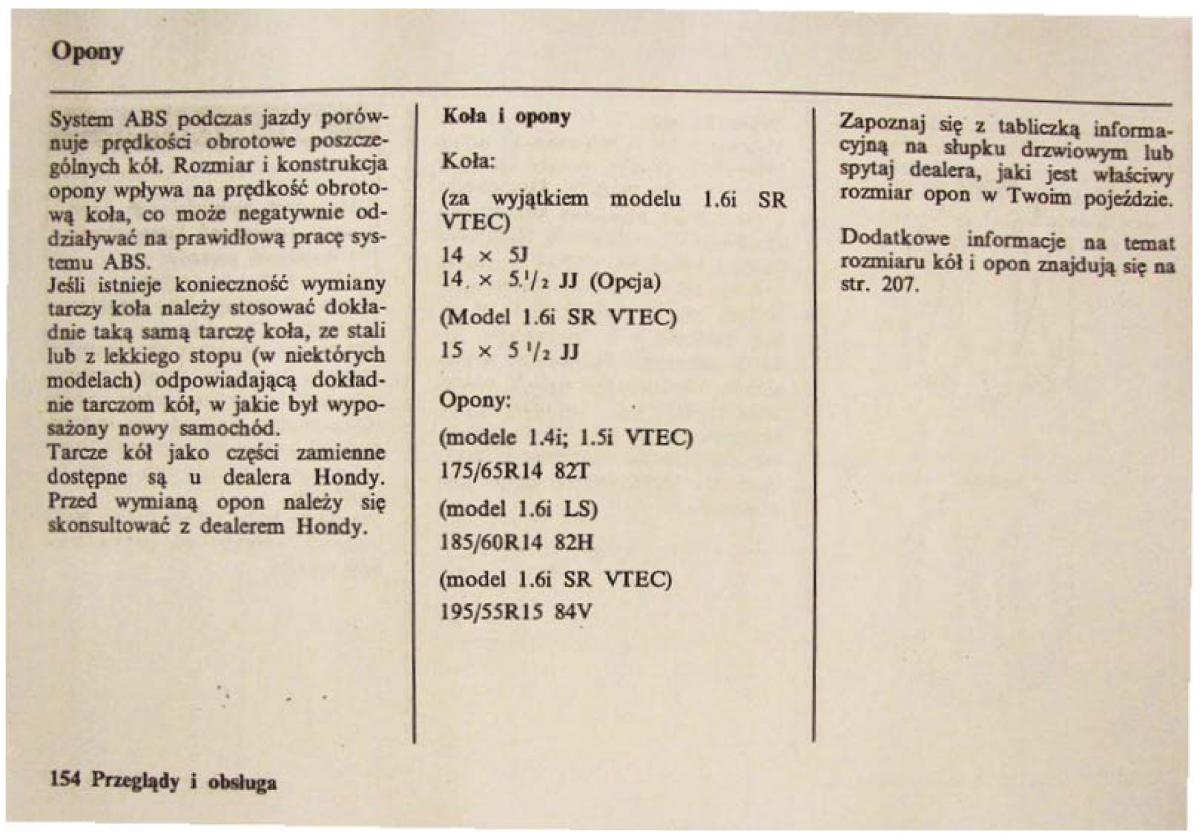 Honda Civic VI 6 instrukcja obslugi / page 154