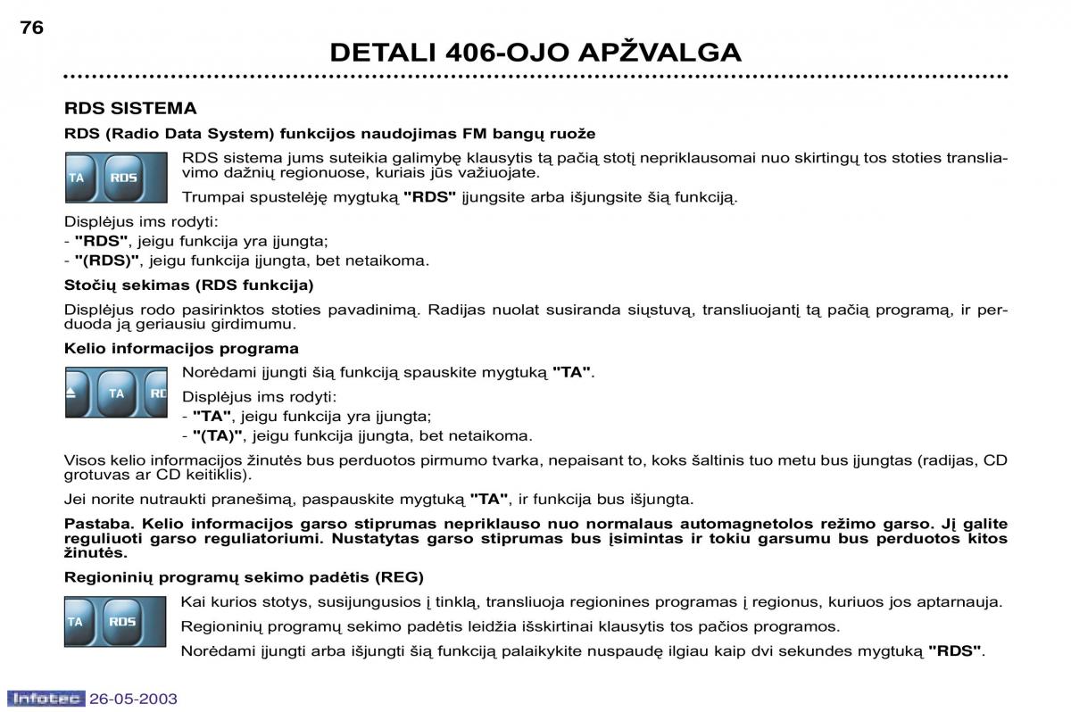 Peugeot 406 instrukcja obslugi / page 71