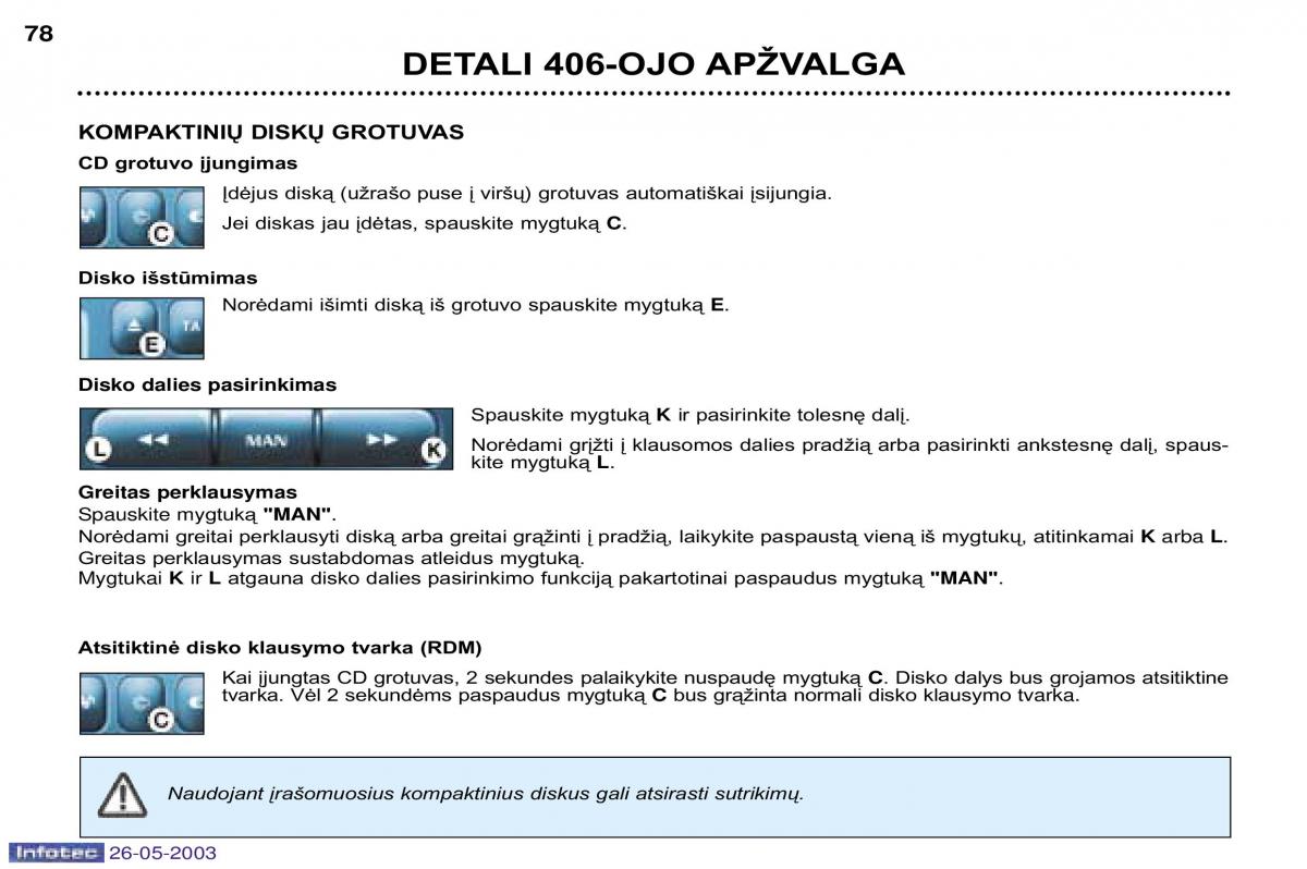 Peugeot 406 instrukcja obslugi / page 73