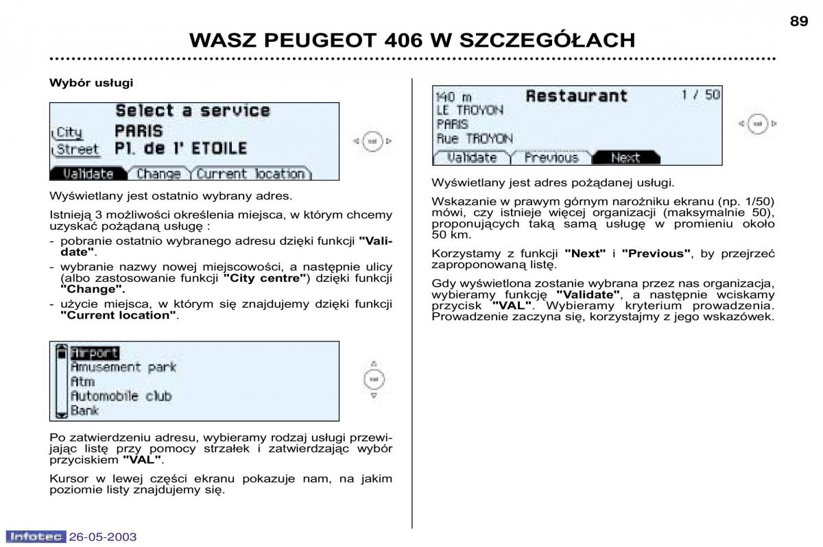 Peugeot 406 instrukcja obslugi / page 85