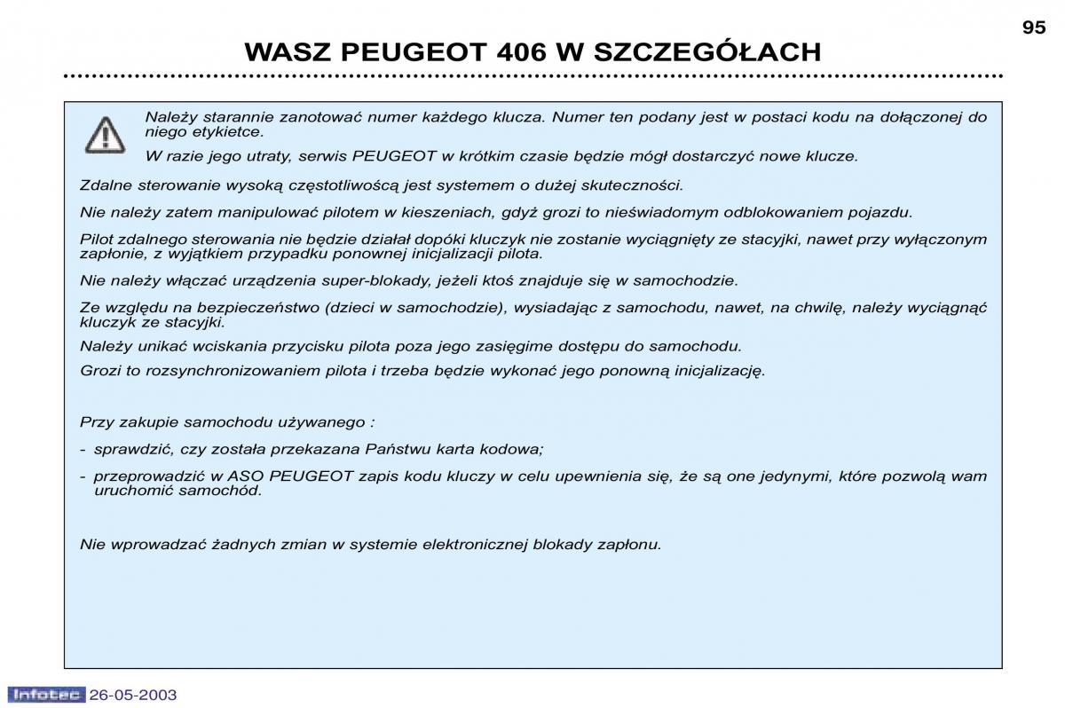 Peugeot 406 instrukcja obslugi / page 92