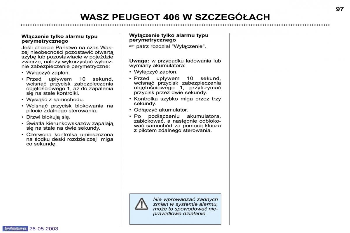 Peugeot 406 instrukcja obslugi / page 94