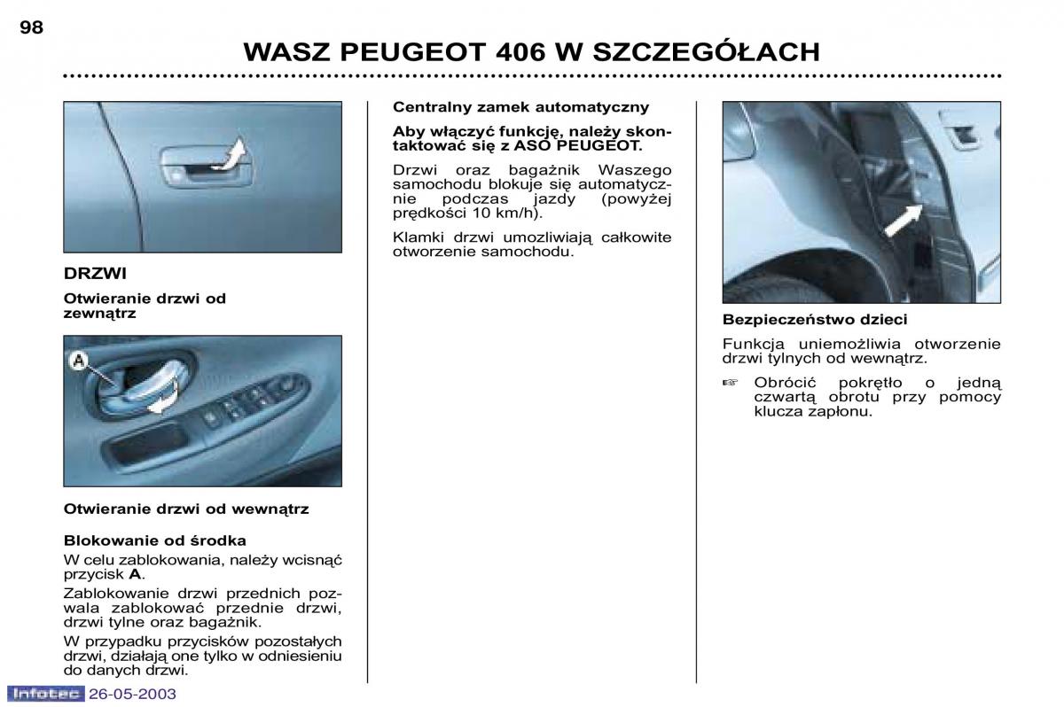 Peugeot 406 instrukcja obslugi / page 95