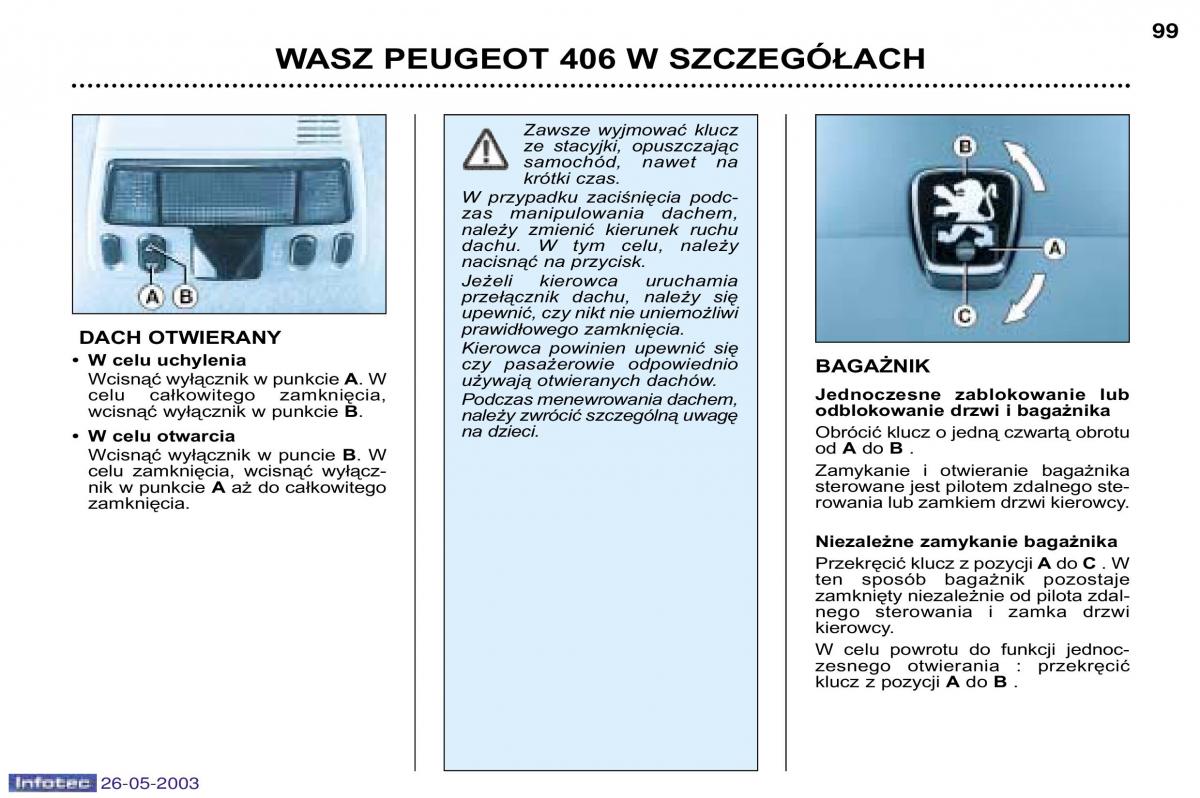 Peugeot 406 instrukcja obslugi / page 96