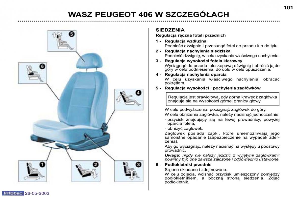 Peugeot 406 instrukcja obslugi / page 100