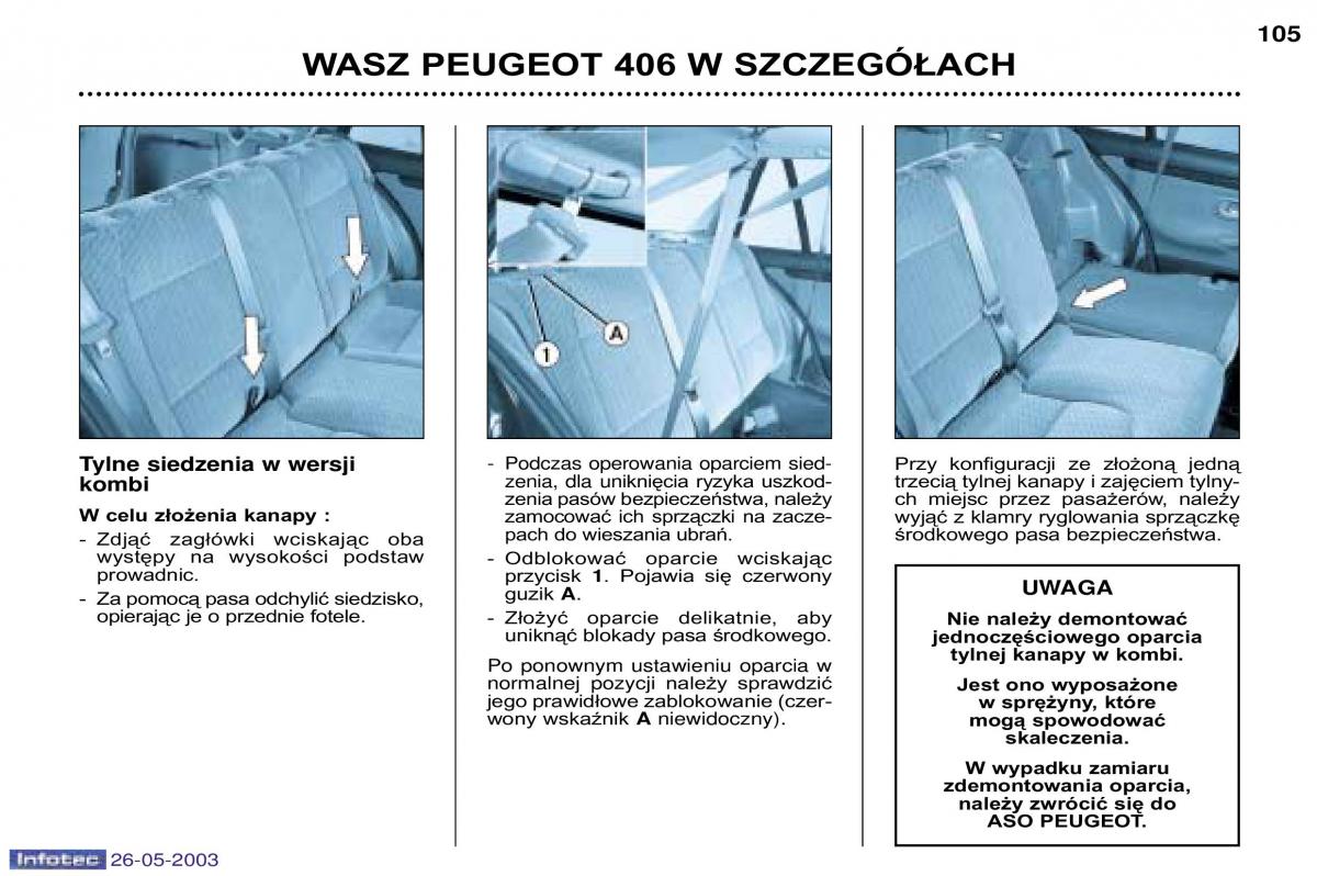 Peugeot 406 instrukcja obslugi / page 104