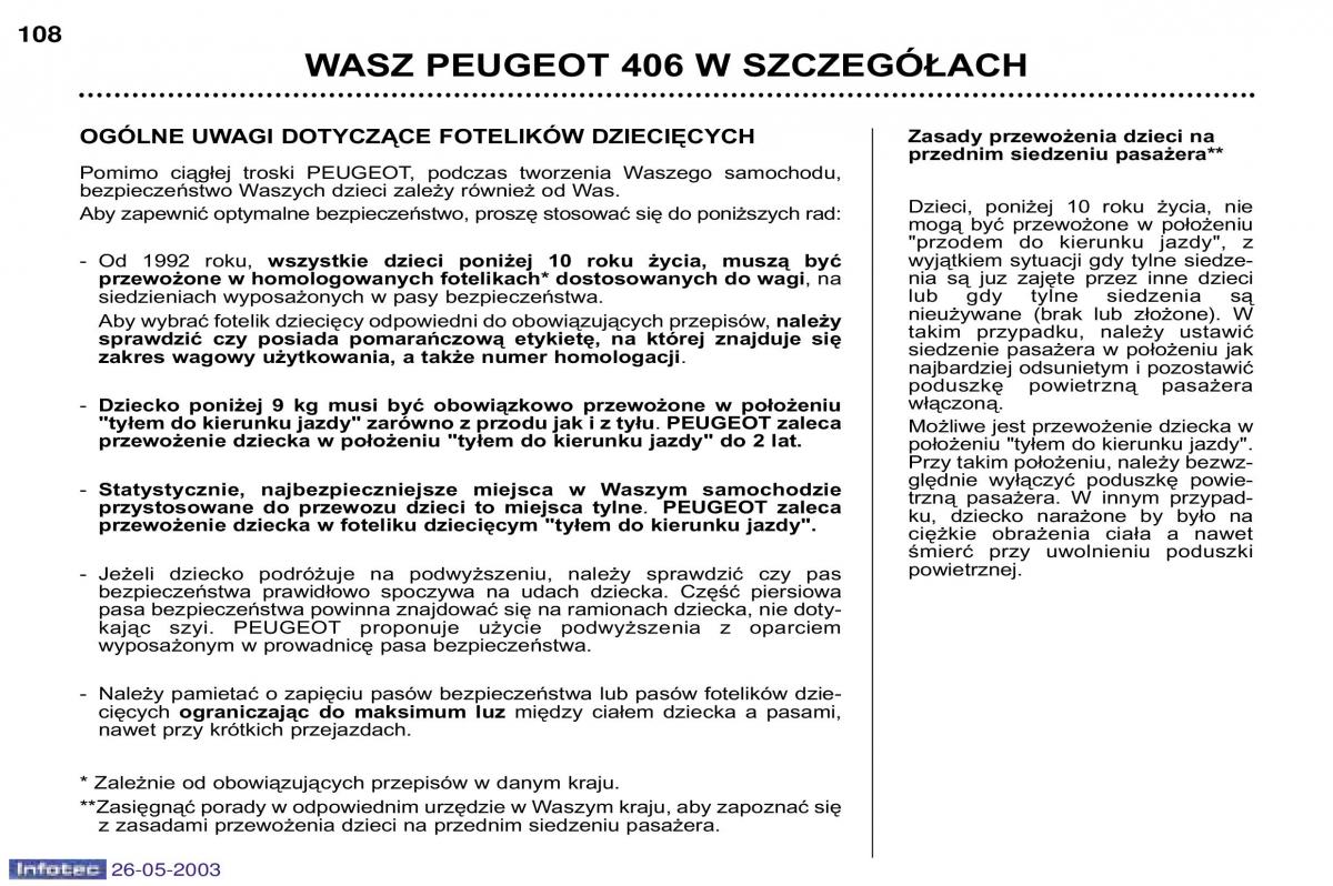 Peugeot 406 instrukcja obslugi / page 106