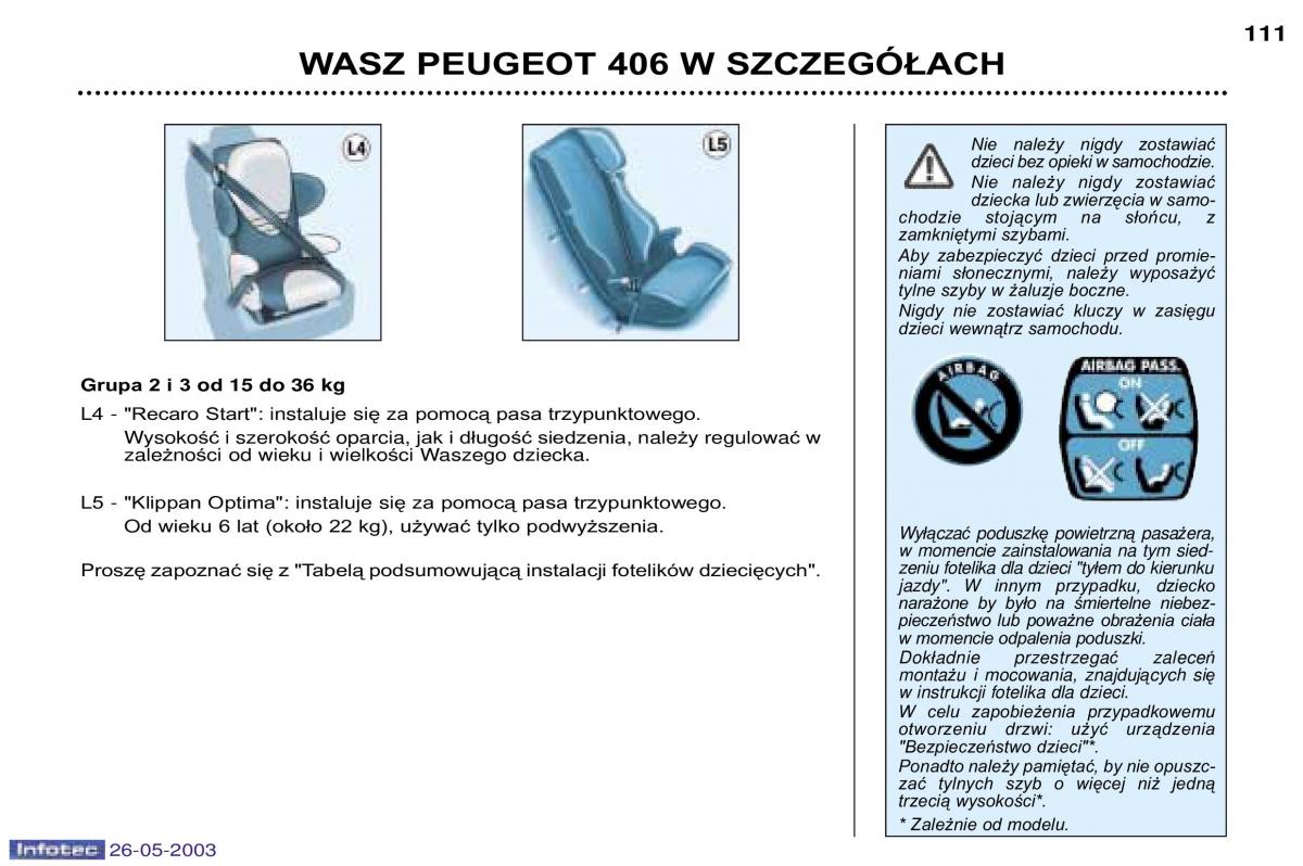 Peugeot 406 instrukcja obslugi / page 109