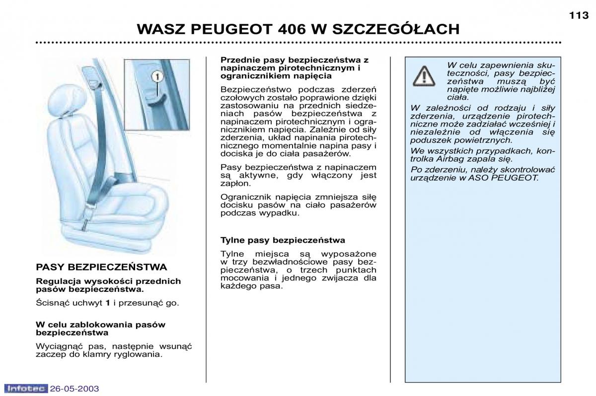 Peugeot 406 instrukcja obslugi / page 111