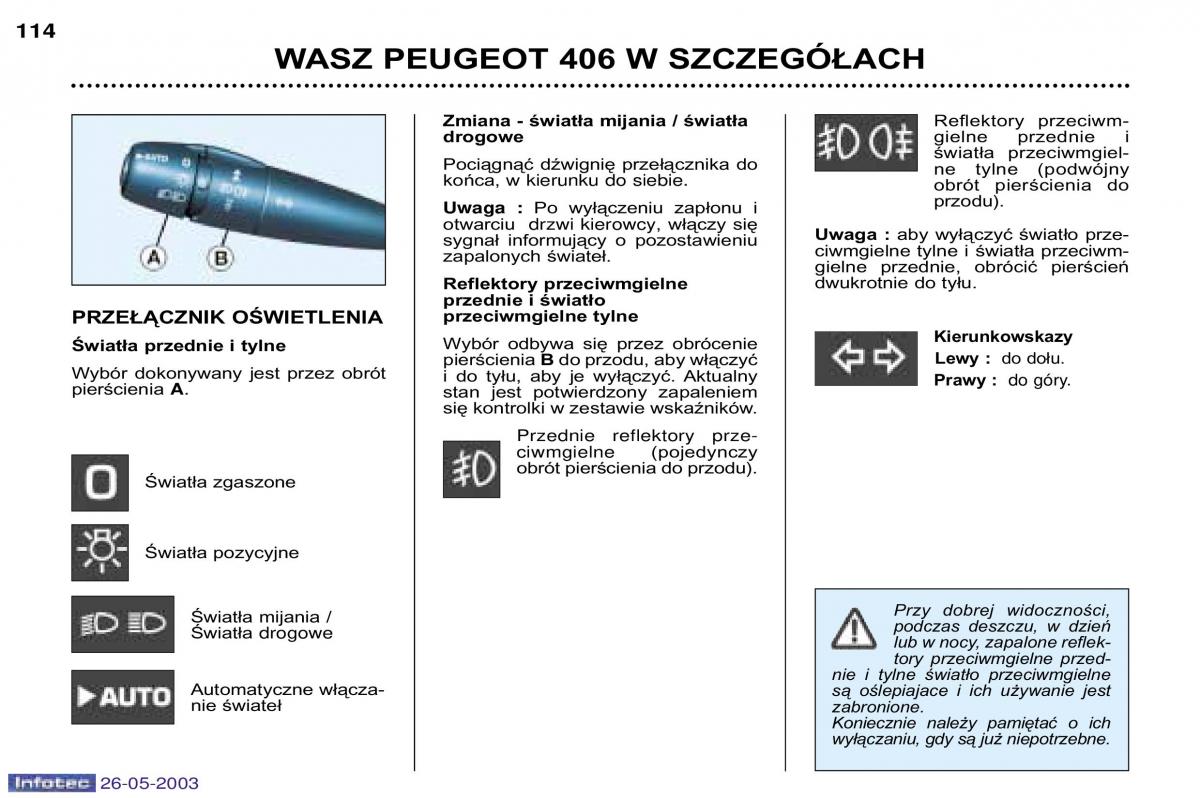 Peugeot 406 instrukcja obslugi / page 112