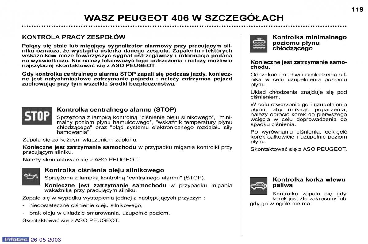 Peugeot 406 instrukcja obslugi / page 117