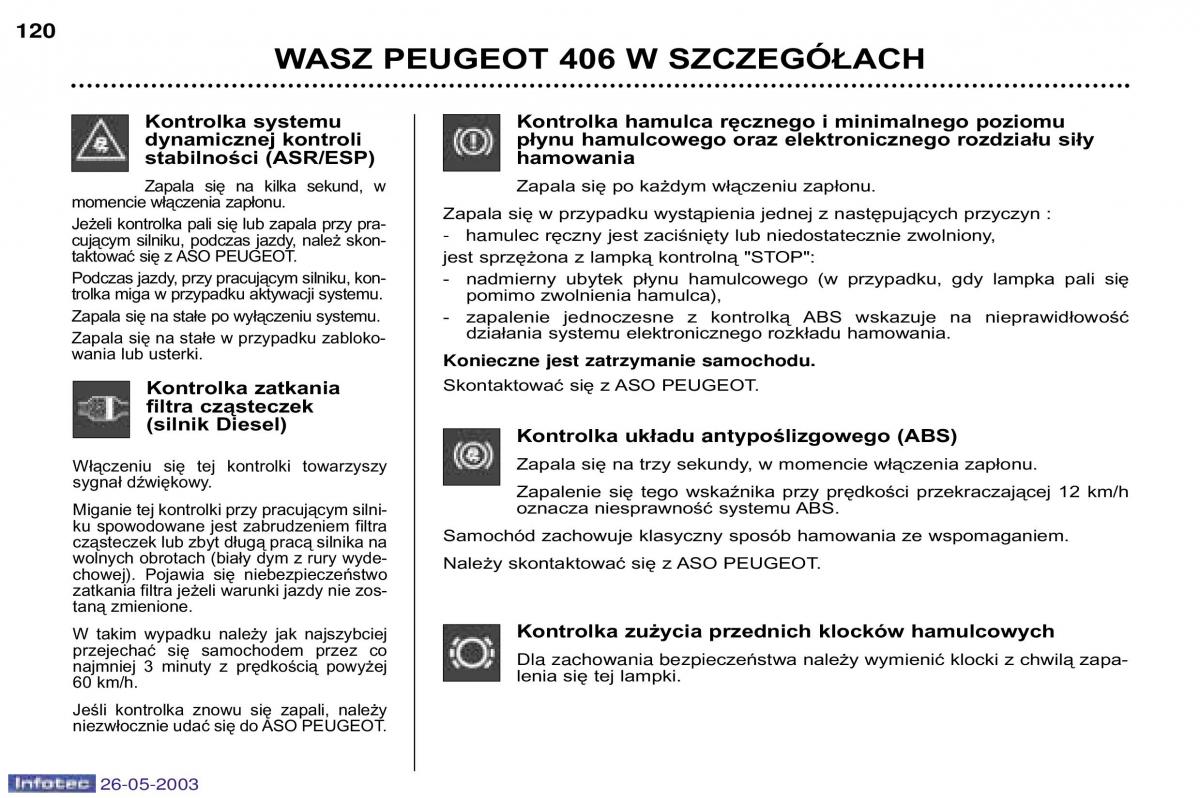 Peugeot 406 instrukcja obslugi / page 118