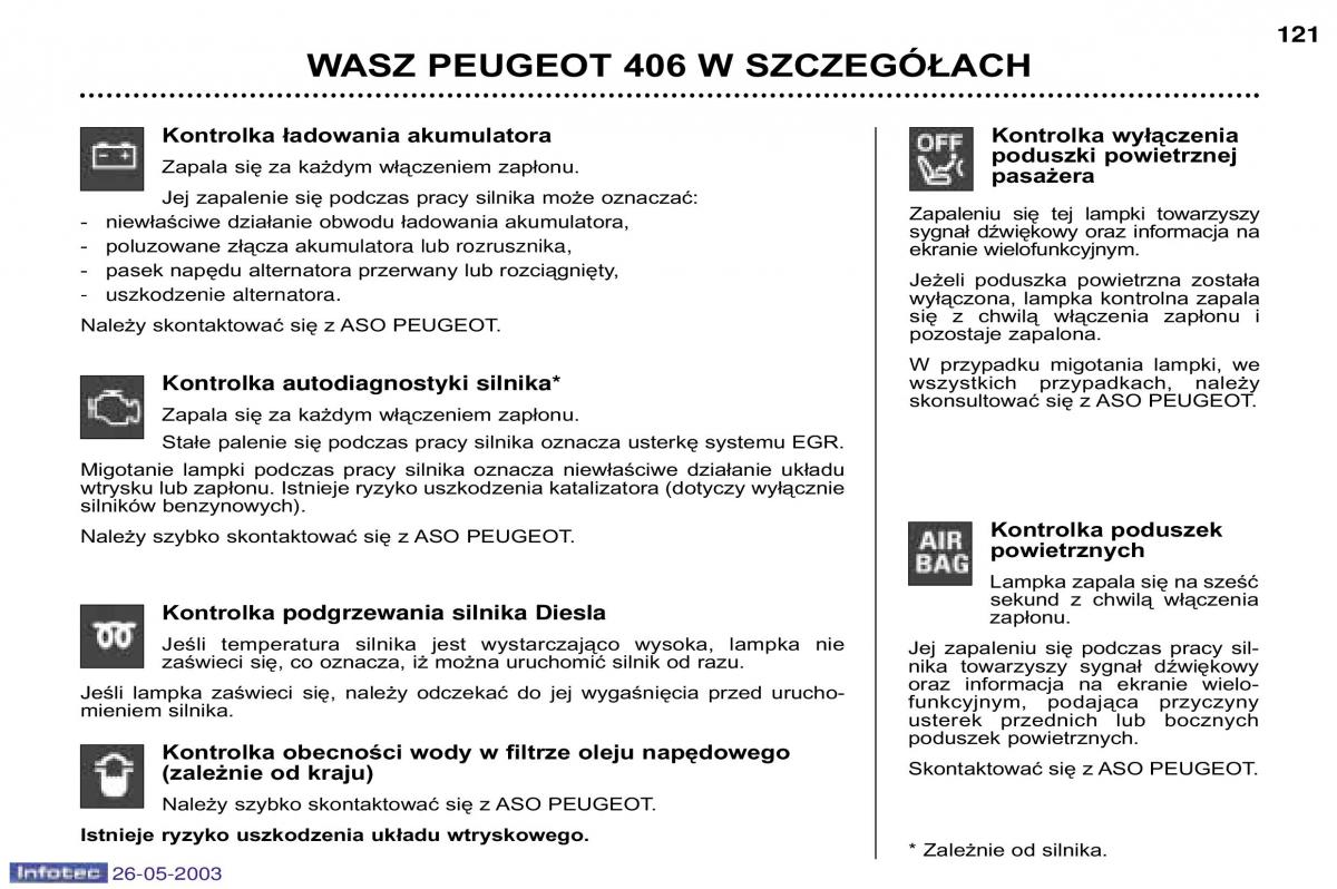 Peugeot 406 instrukcja obslugi / page 119