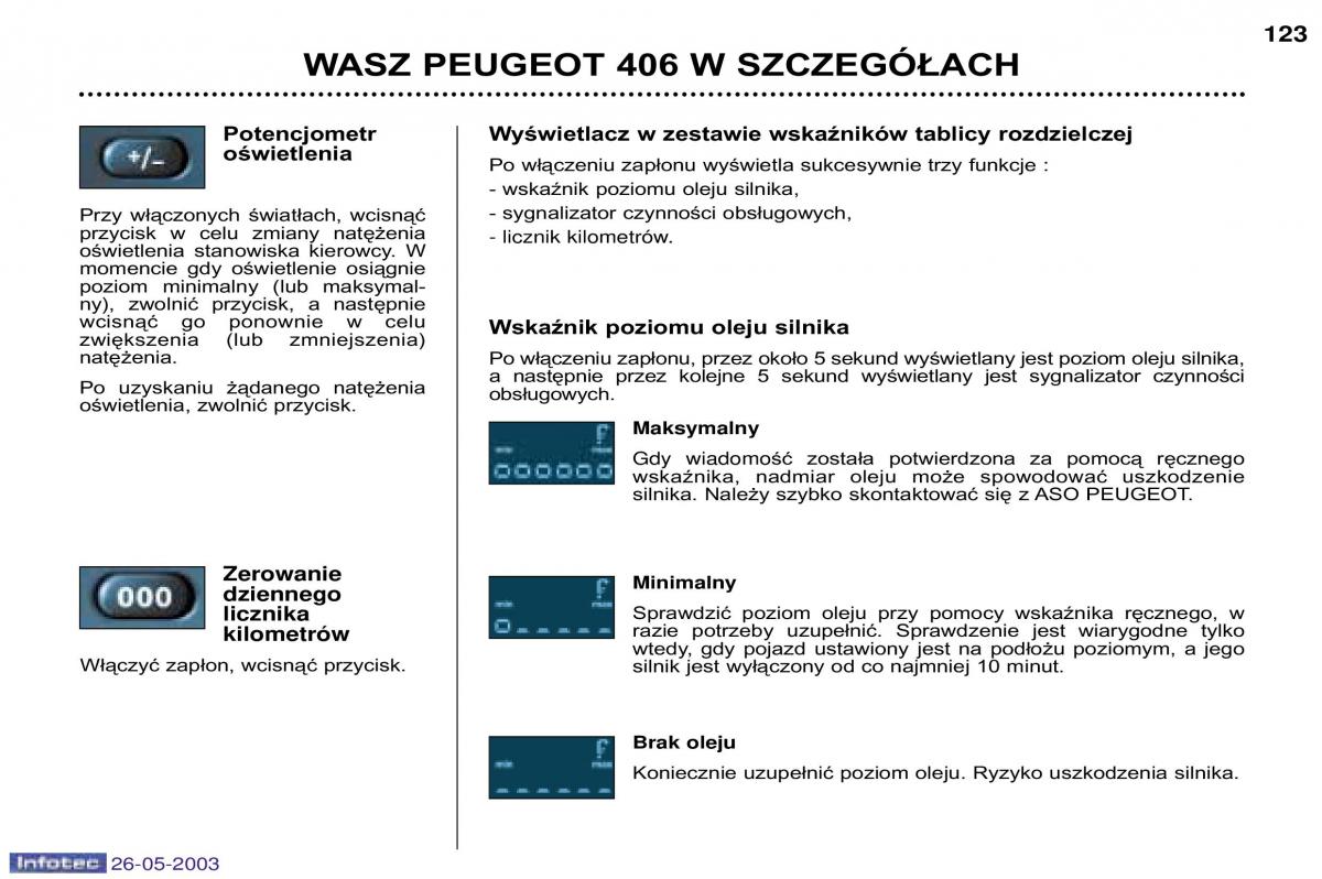 Peugeot 406 instrukcja obslugi / page 121