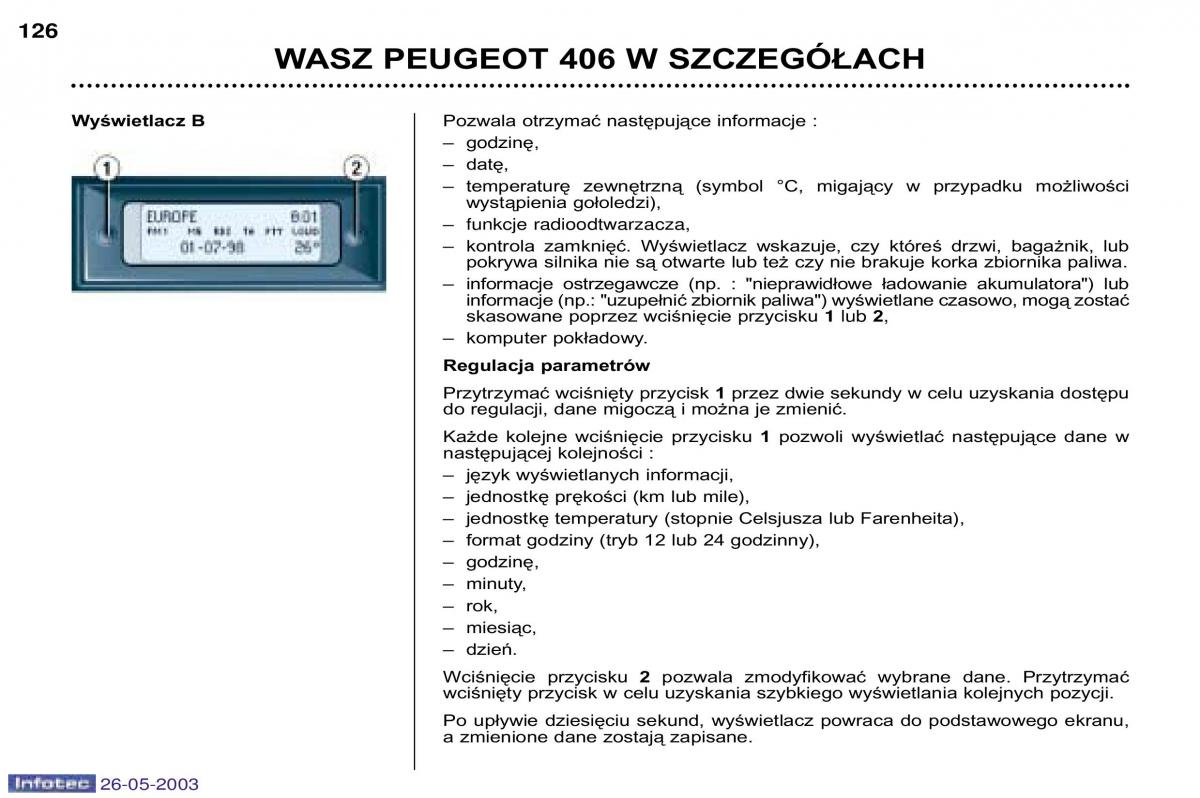 Peugeot 406 instrukcja obslugi / page 124